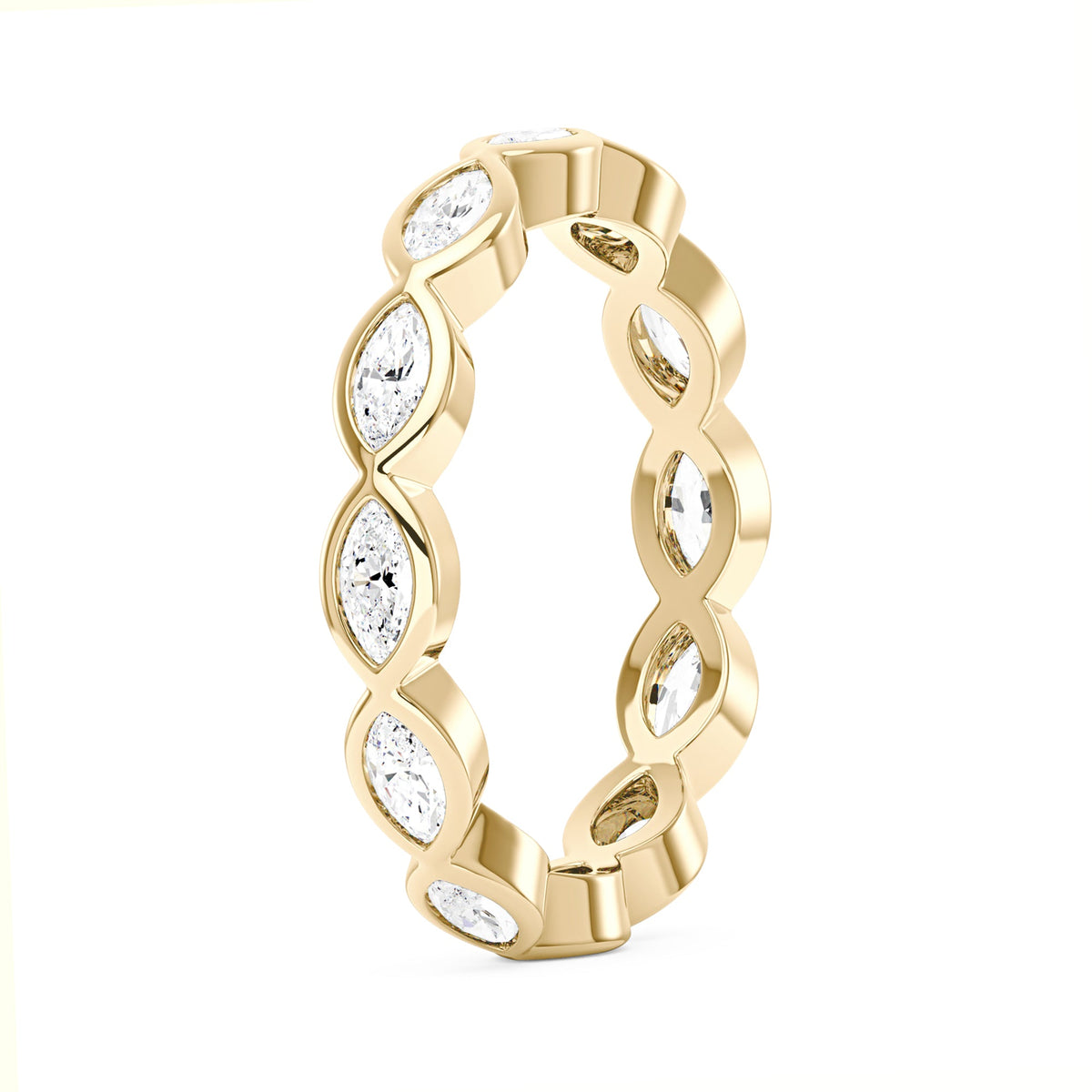 Marquise Shaped Moissanite Bezel Eternity Band - NavianJewelry™