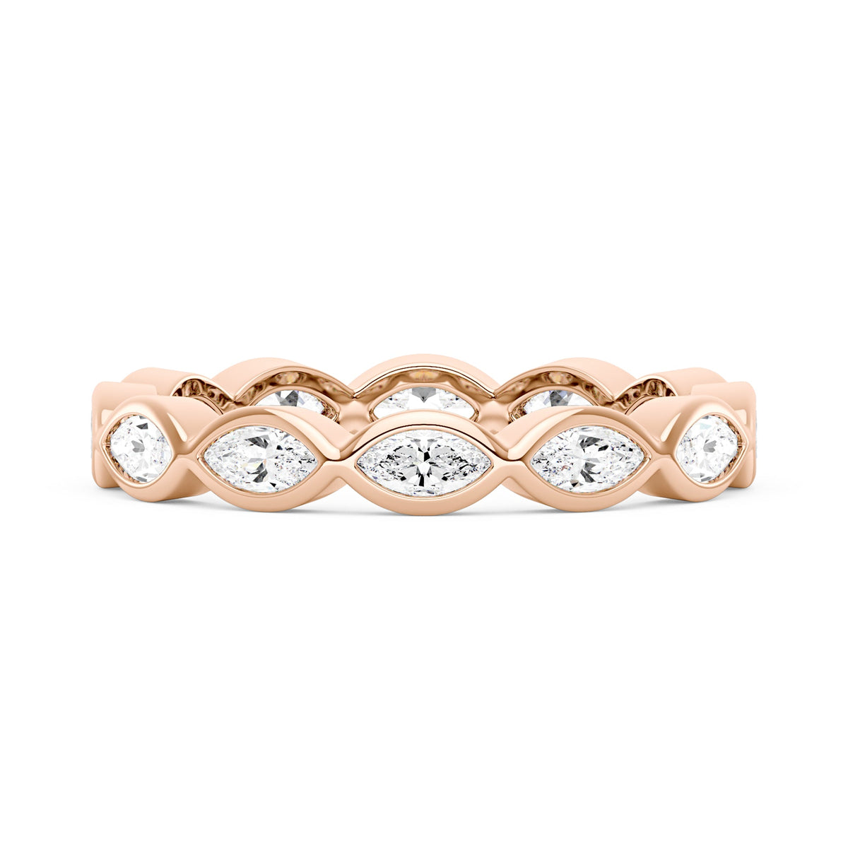 Marquise Shaped Moissanite Bezel Eternity Band - NavianJewelry™