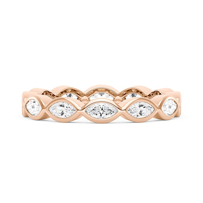 Marquise Shaped Moissanite Bezel Eternity Band - NavianJewelry™