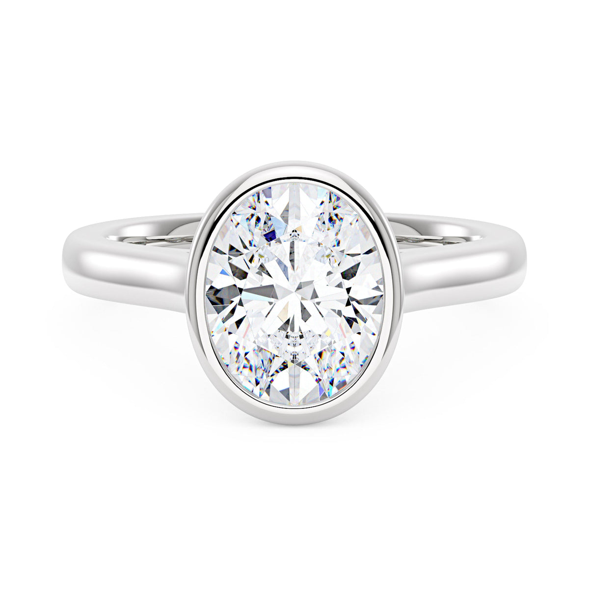 Minimalist Oval Cut Engagement Bezel Ring - NavianJewelry™