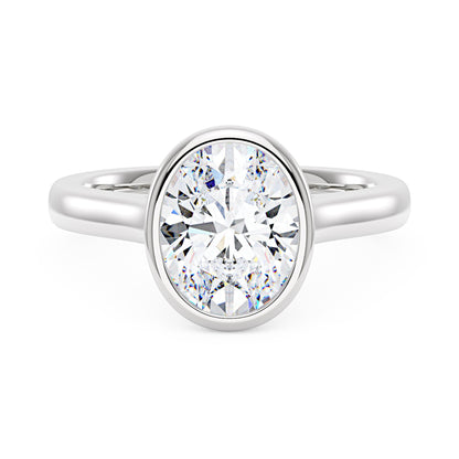 Minimalist Oval Cut Engagement Bezel Ring - NavianJewelry™