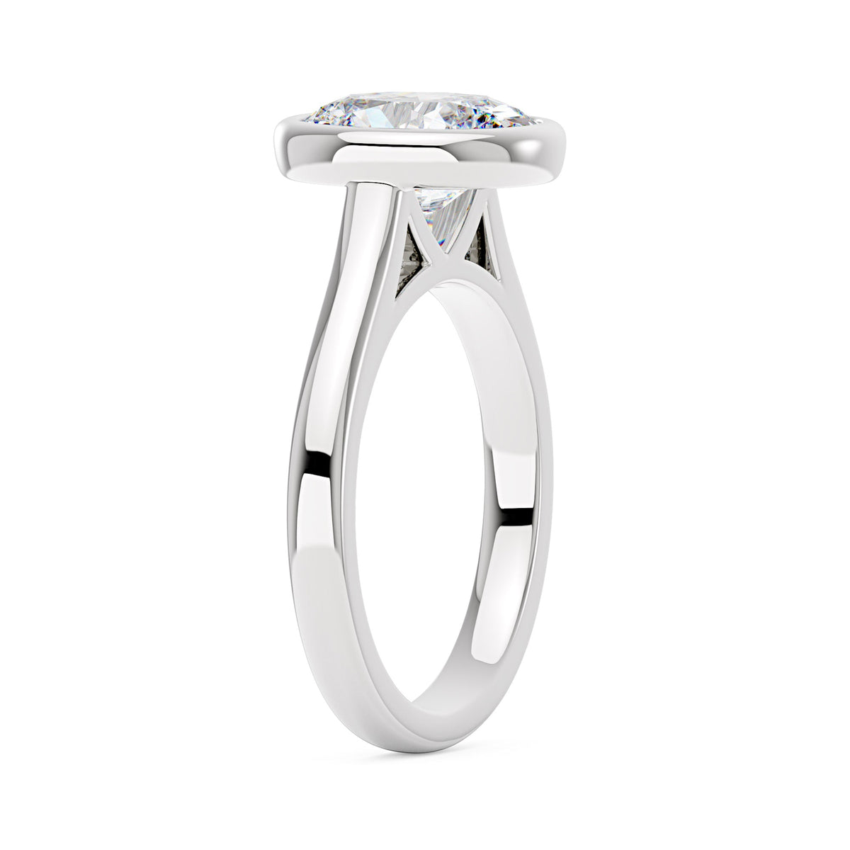 Minimalist Oval Cut Engagement Bezel Ring - NavianJewelry™