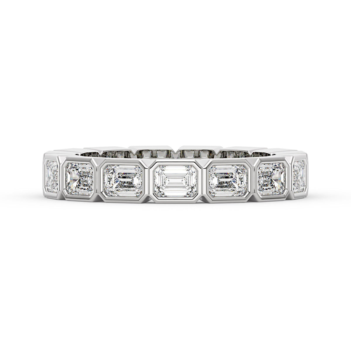 Modern Emerald Cut Moissanite Bezel Eternity Band - NavianJewelry™