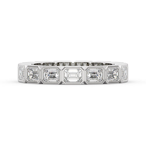 Modern Emerald Cut Moissanite Bezel Eternity Band - NavianJewelry™