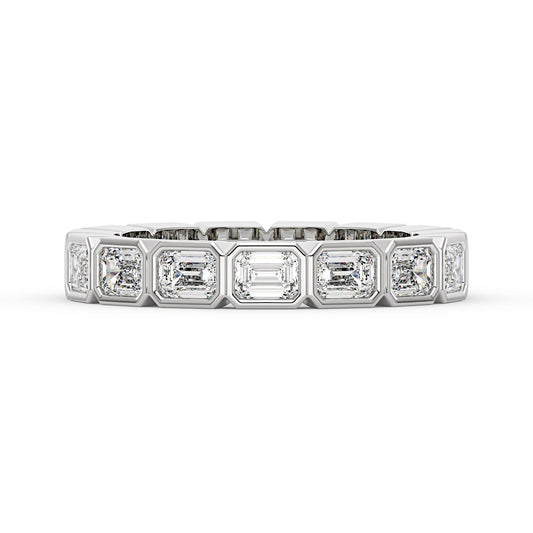 Modern Emerald Cut Moissanite Bezel Eternity Band - NavianJewelry™