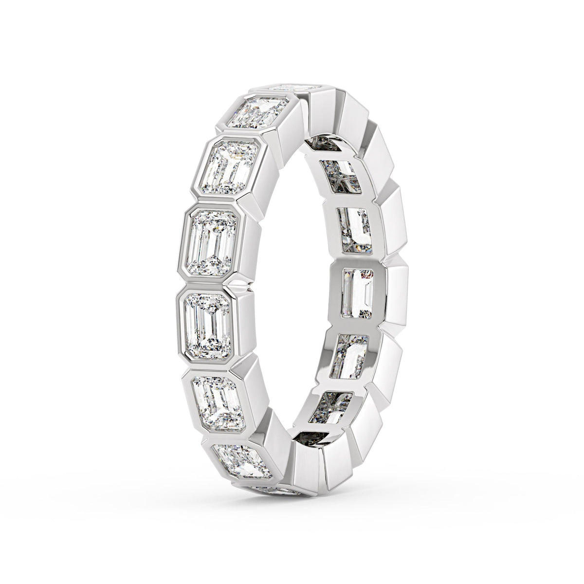 Modern Emerald Cut Moissanite Bezel Eternity Band - NavianJewelry™