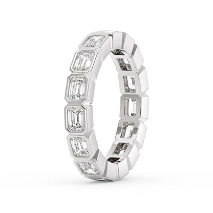Modern Emerald Cut Moissanite Bezel Eternity Band - NavianJewelry™