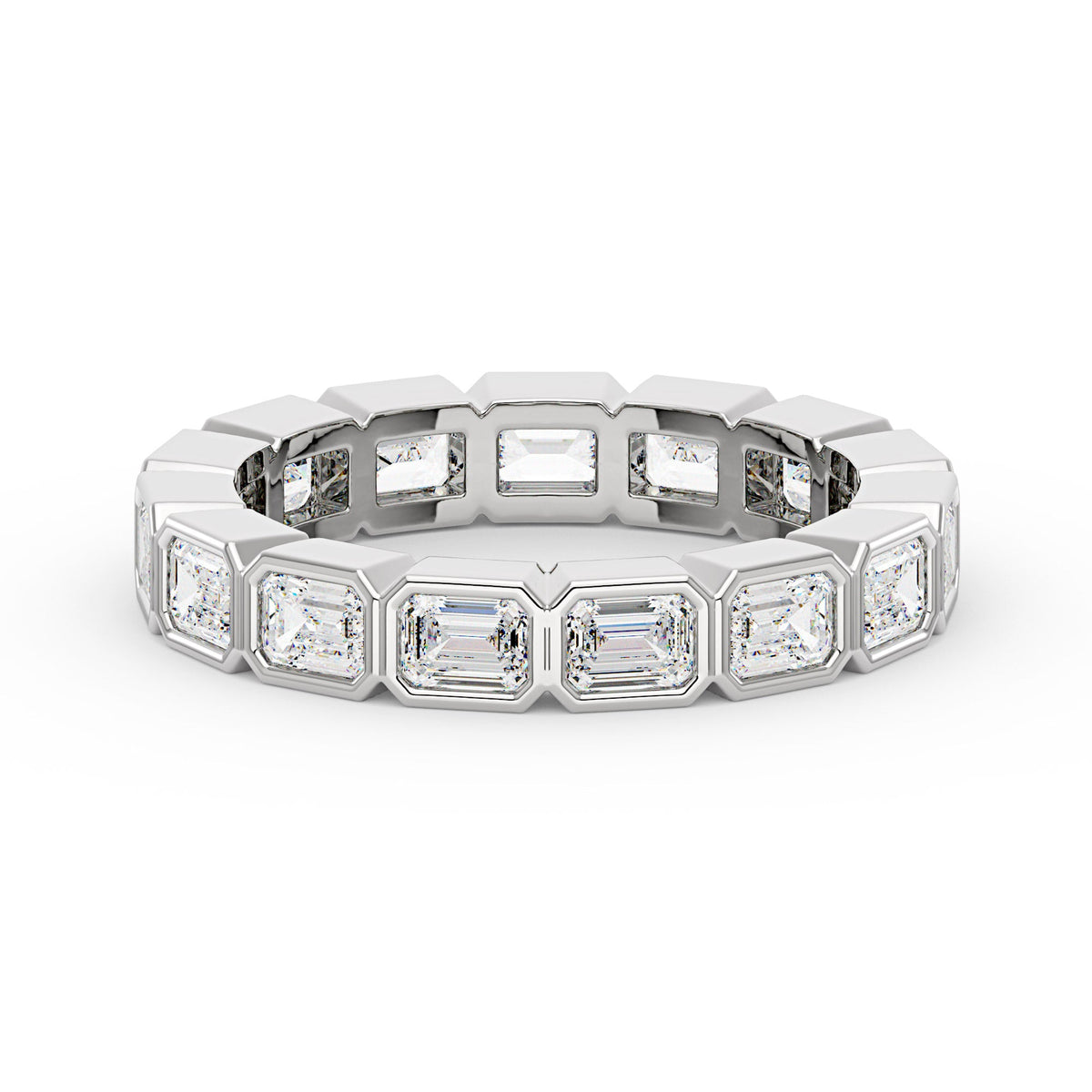 Modern Emerald Cut Moissanite Bezel Eternity Band - NavianJewelry™