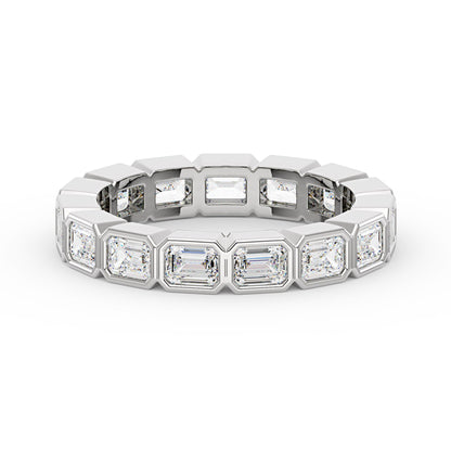 Modern Emerald Cut Moissanite Bezel Eternity Band - NavianJewelry™