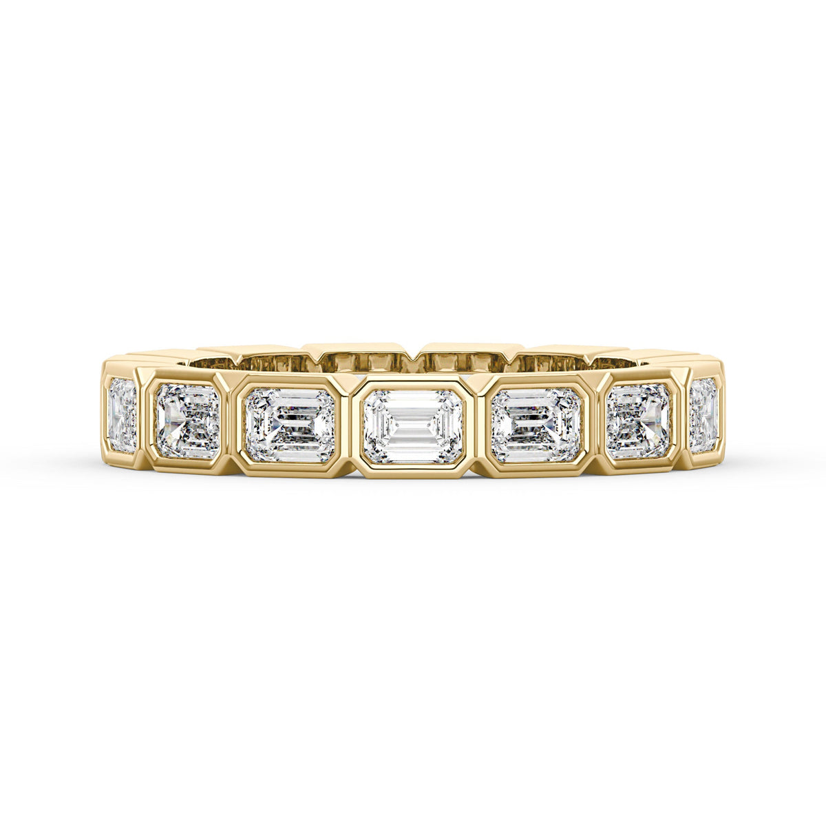 Modern Emerald Cut Moissanite Bezel Eternity Band - NavianJewelry™