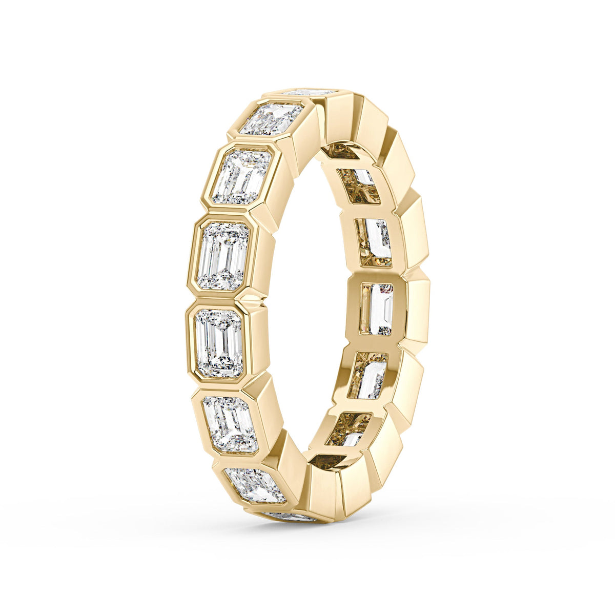 Modern Emerald Cut Moissanite Bezel Eternity Band - NavianJewelry™