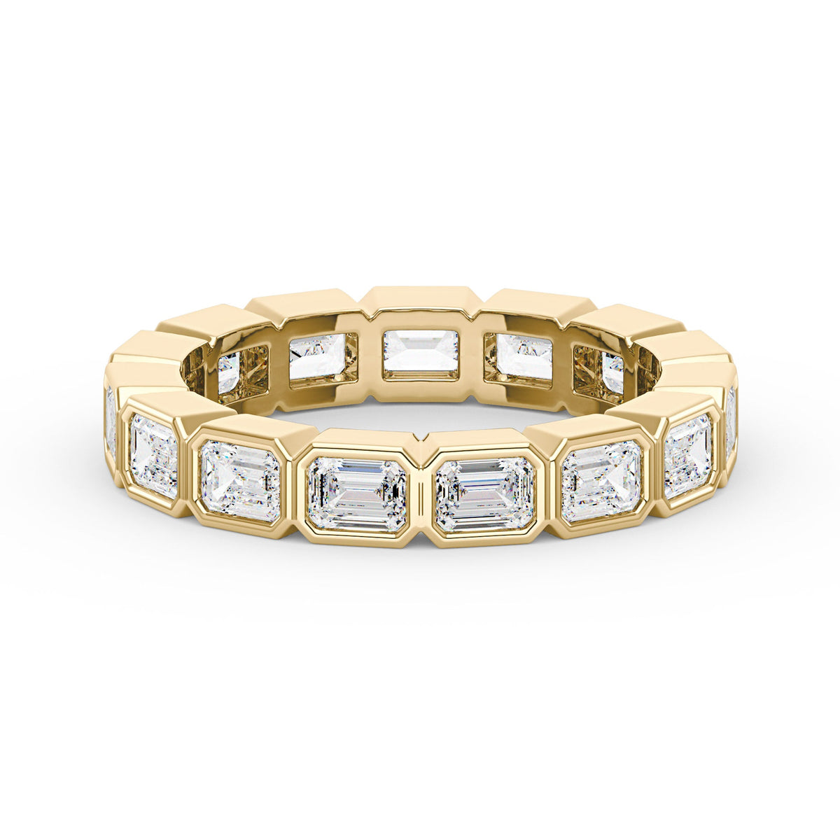 Modern Emerald Cut Moissanite Bezel Eternity Band - NavianJewelry™