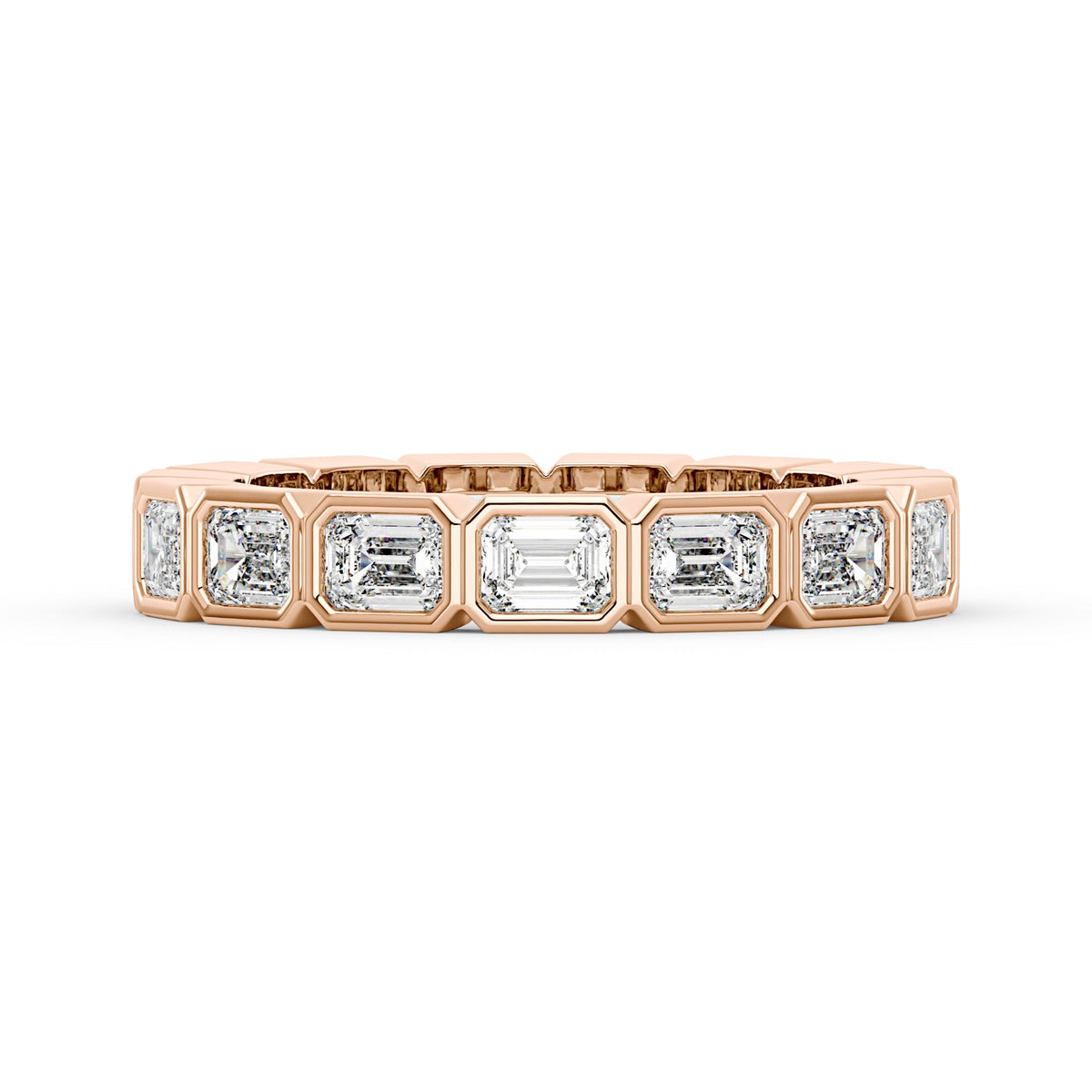 Modern Emerald Cut Moissanite Bezel Eternity Band - NavianJewelry™