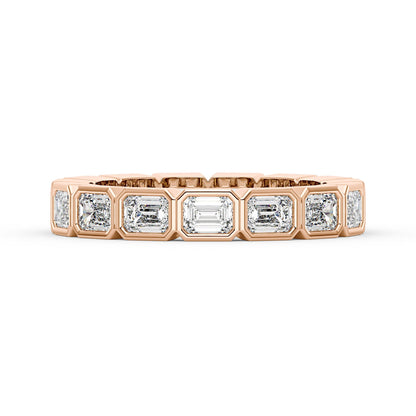 Modern Emerald Cut Moissanite Bezel Eternity Band - NavianJewelry™
