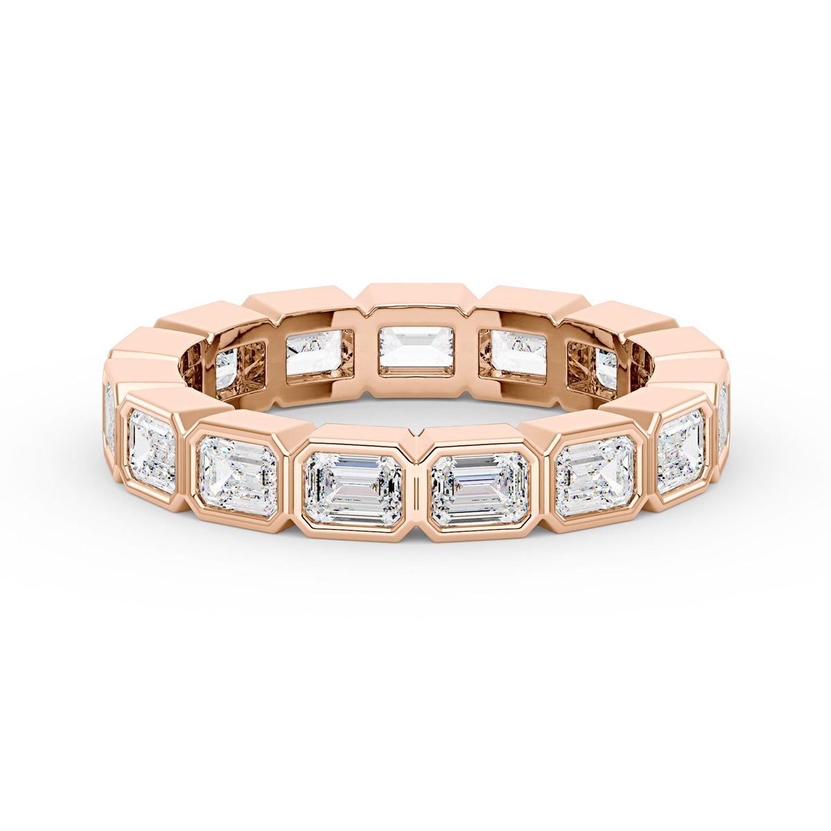 Modern Emerald Cut Moissanite Bezel Eternity Band - NavianJewelry™