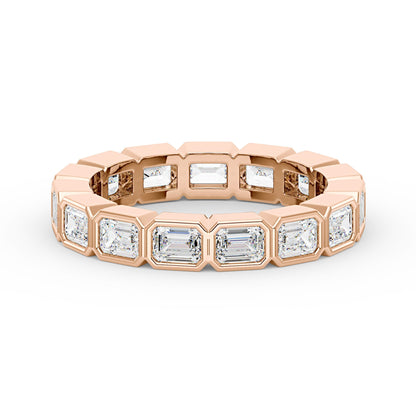 Modern Emerald Cut Moissanite Bezel Eternity Band - NavianJewelry™