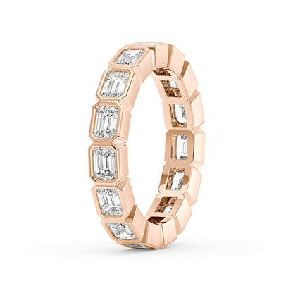 Modern Emerald Cut Moissanite Bezel Eternity Band - NavianJewelry™