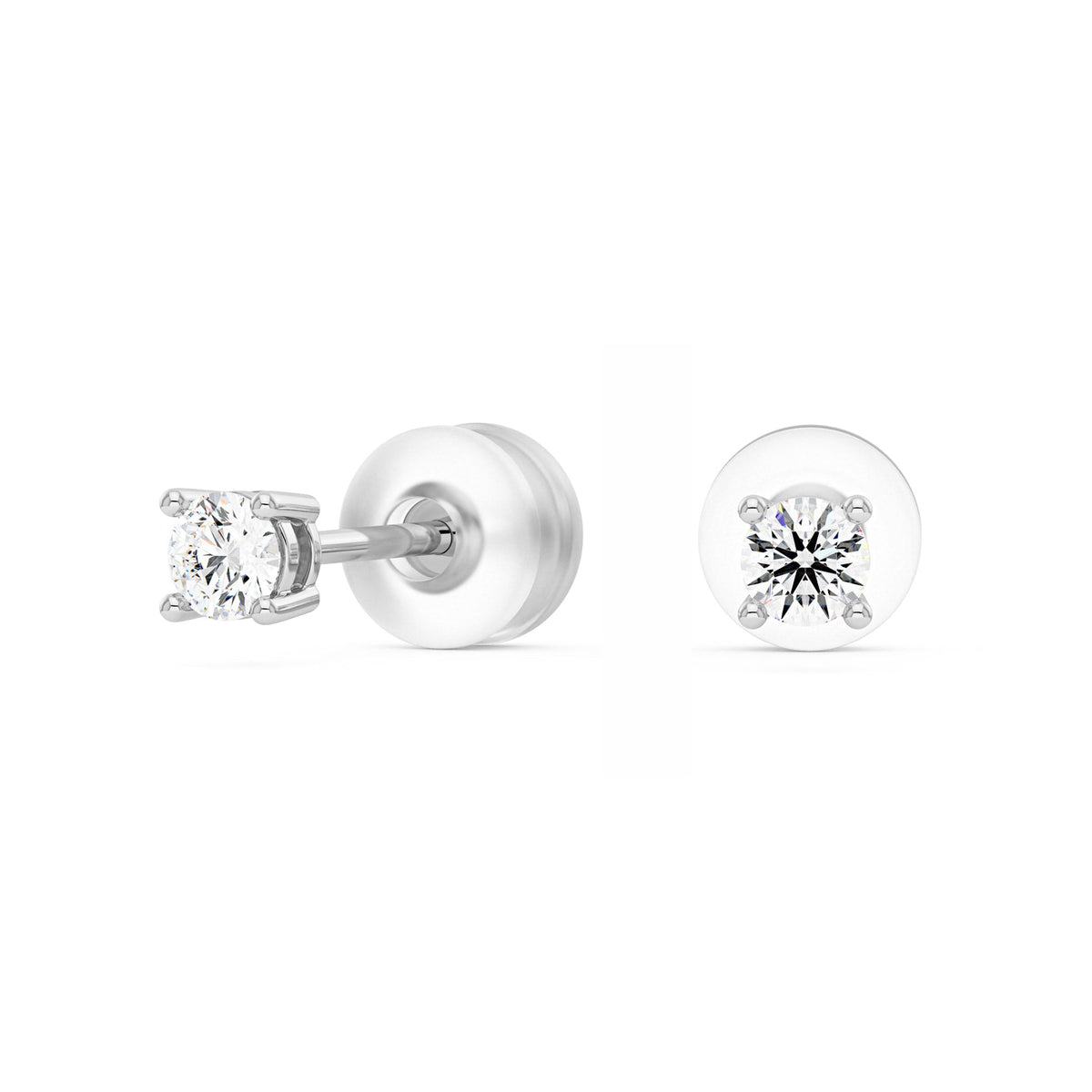 0.2 Carat Moissanite 4-Prong Basket Setting Stud Earrings in 14K Gold - NavianJewelry™