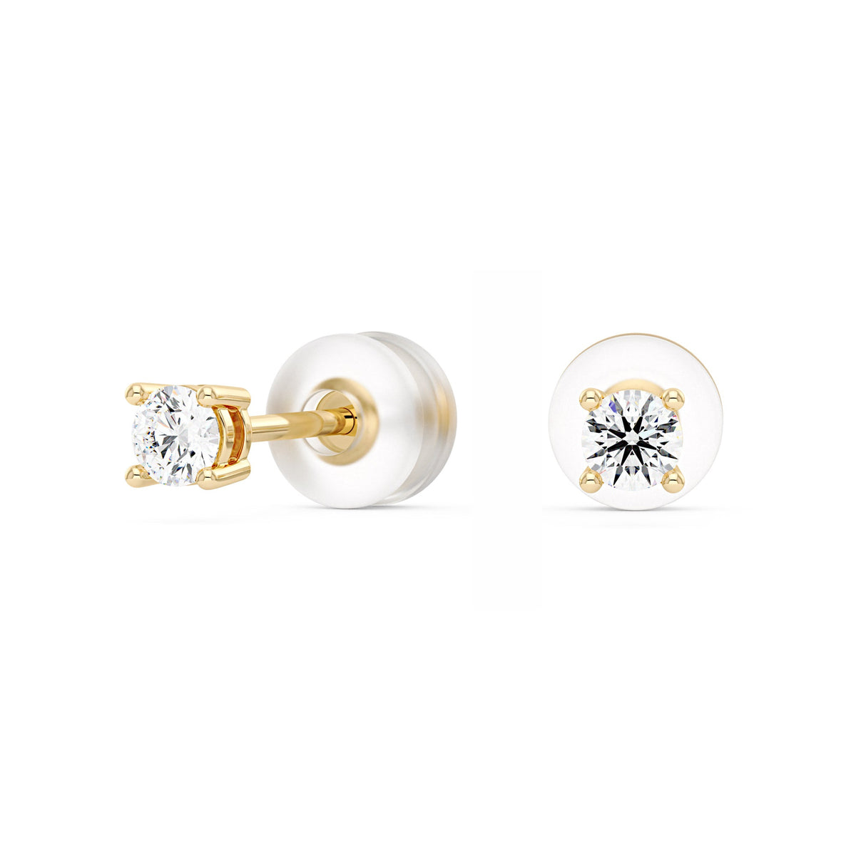 0.2 Carat Moissanite 4-Prong Basket Setting Stud Earrings in 14K Gold - NavianJewelry™