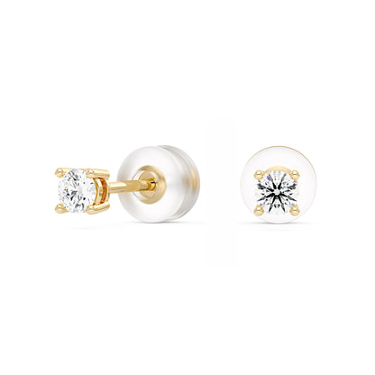 0.2 Carat Moissanite 4-Prong Basket Setting Stud Earrings in 14K Gold - NavianJewelry™