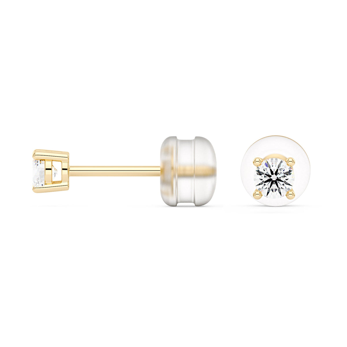 0.2 Carat Moissanite 4-Prong Basket Setting Stud Earrings in 14K Gold - NavianJewelry™