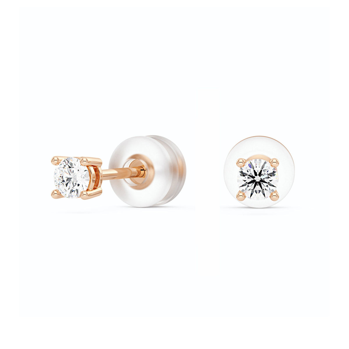 0.2 Carat Moissanite 4-Prong Basket Setting Stud Earrings in 14K Gold - NavianJewelry™