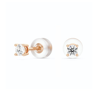 0.2 Carat Moissanite 4-Prong Basket Setting Stud Earrings in 14K Gold - NavianJewelry™