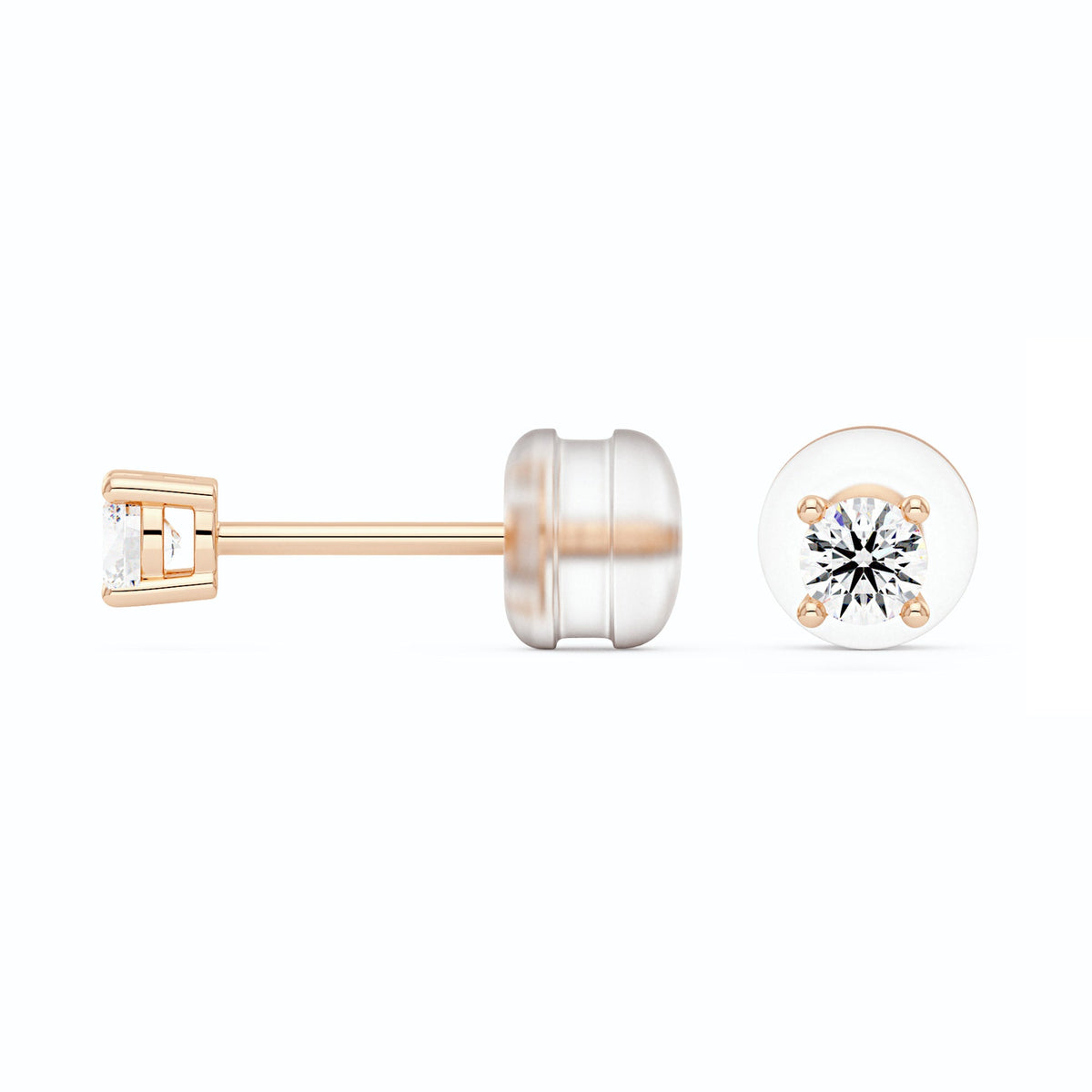 0.2 Carat Moissanite 4-Prong Basket Setting Stud Earrings in 14K Gold - NavianJewelry™