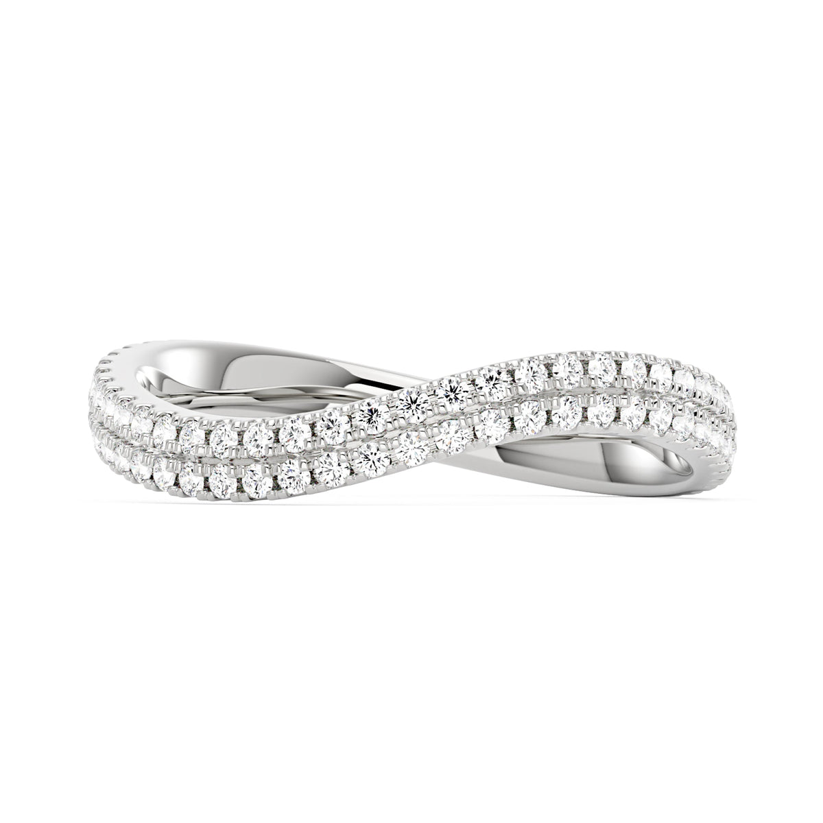 Nature Inspired Moissanite Wave Pavé Half Eternity Band - NavianJewelry™