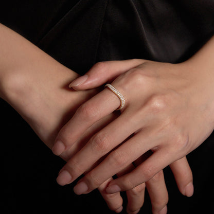 Nature Inspired Moissanite Wave Pavé Half Eternity Band - NavianJewelry™