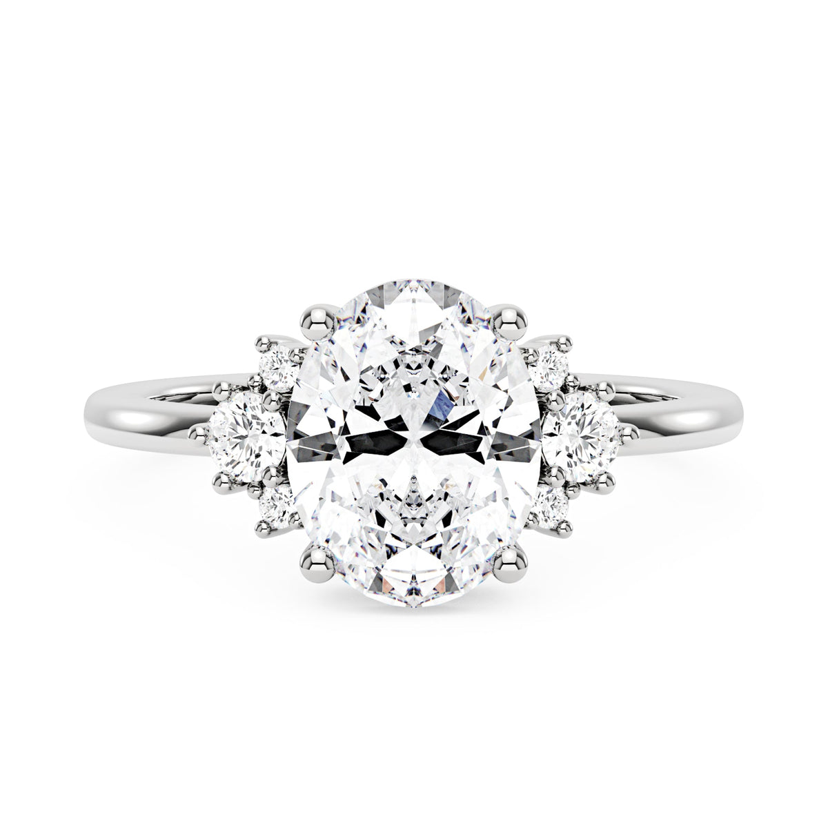 Oval and Round Cut Moissanite Cluster Ring - NavianJewelry™