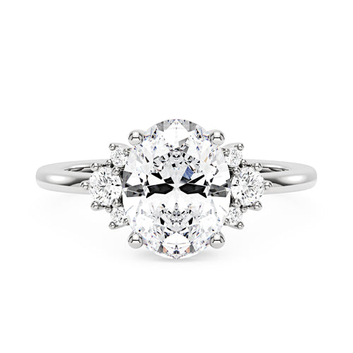 Oval and Round Cut Moissanite Cluster Ring - NavianJewelry™