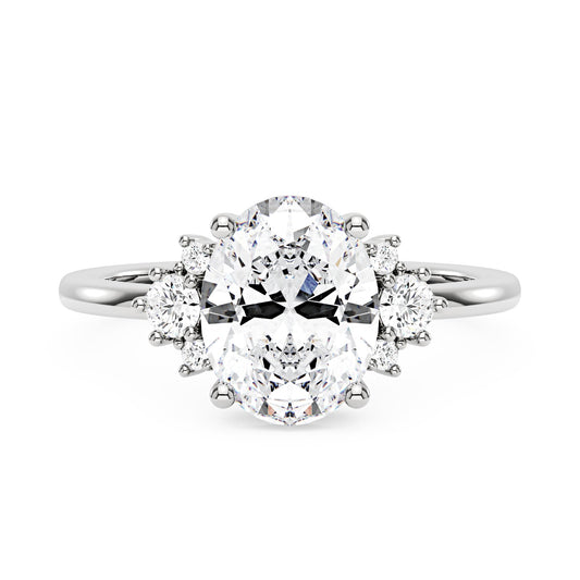 Oval and Round Cut Moissanite Cluster Ring - NavianJewelry™