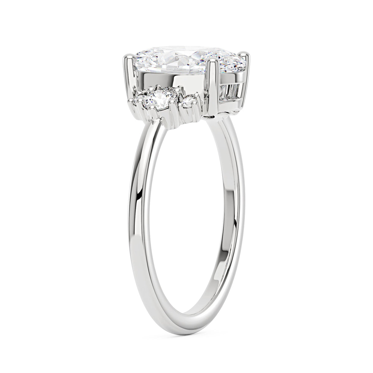 Oval and Round Cut Moissanite Cluster Ring - NavianJewelry™