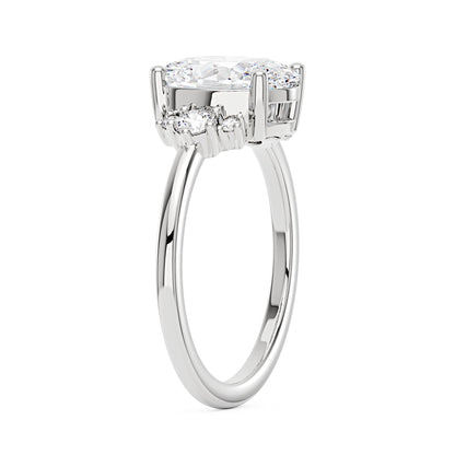 Oval and Round Cut Moissanite Cluster Ring - NavianJewelry™