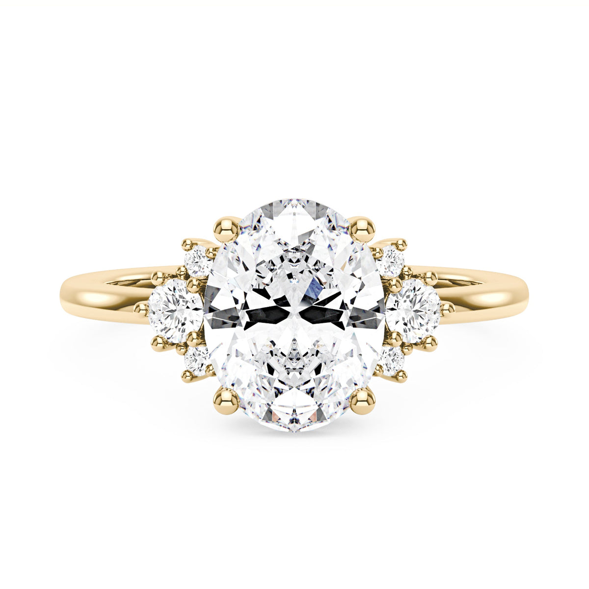 Oval and Round Cut Moissanite Cluster Ring - NavianJewelry™