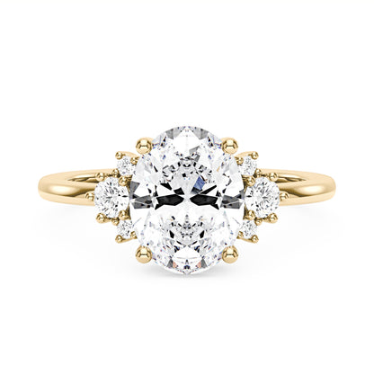 Oval and Round Cut Moissanite Cluster Ring - NavianJewelry™