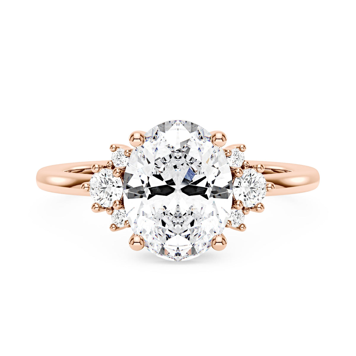 Oval and Round Cut Moissanite Cluster Ring - NavianJewelry™