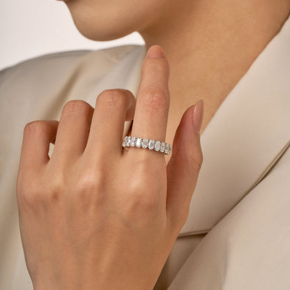 Oval Moissanite Full Eternity Wedding Band - NavianJewelry™