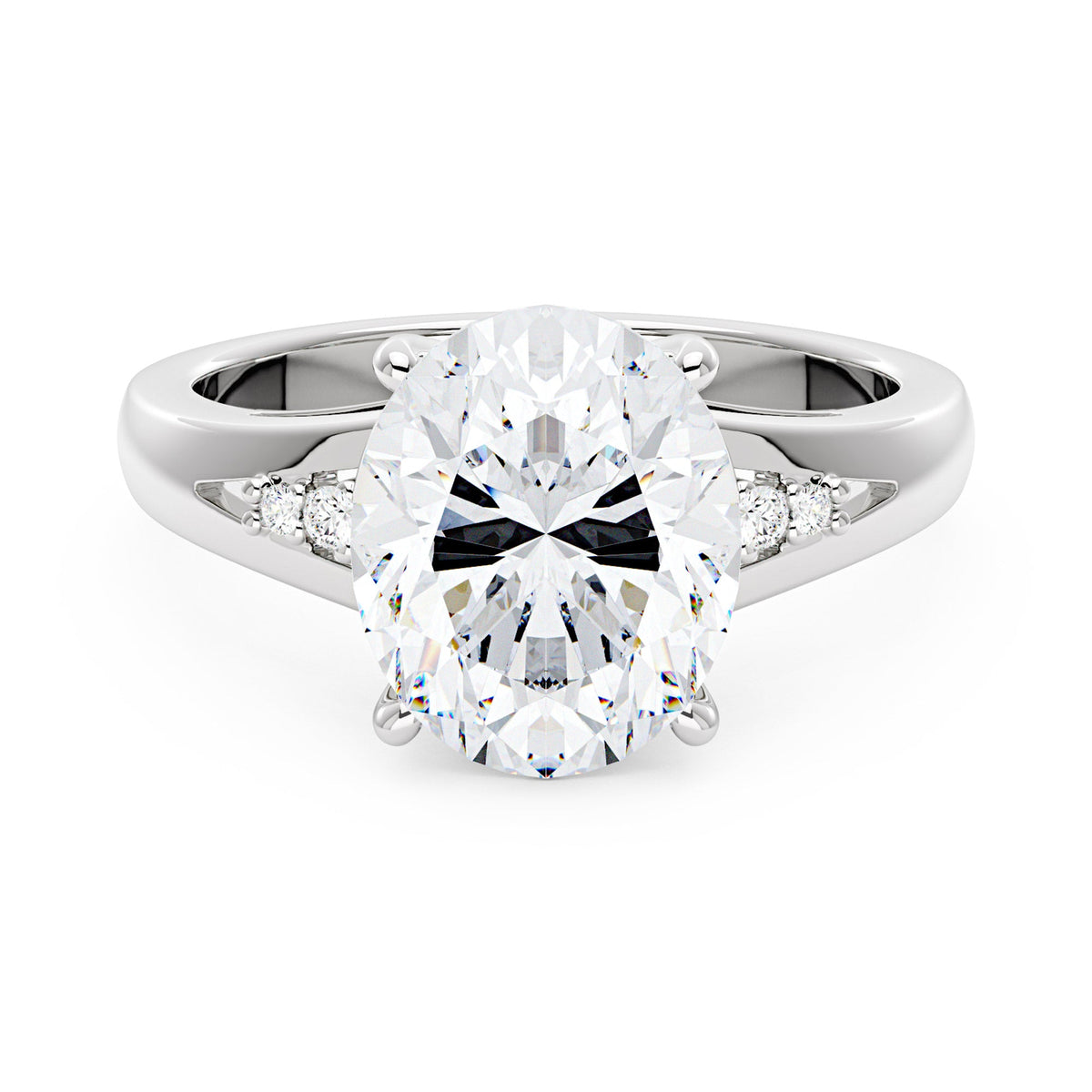 Oval Moissanite Side Accent Engagement Ring - NavianJewelry™