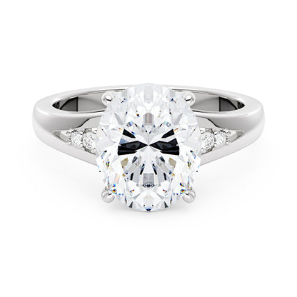 Oval Moissanite Side Accent Engagement Ring - NavianJewelry™