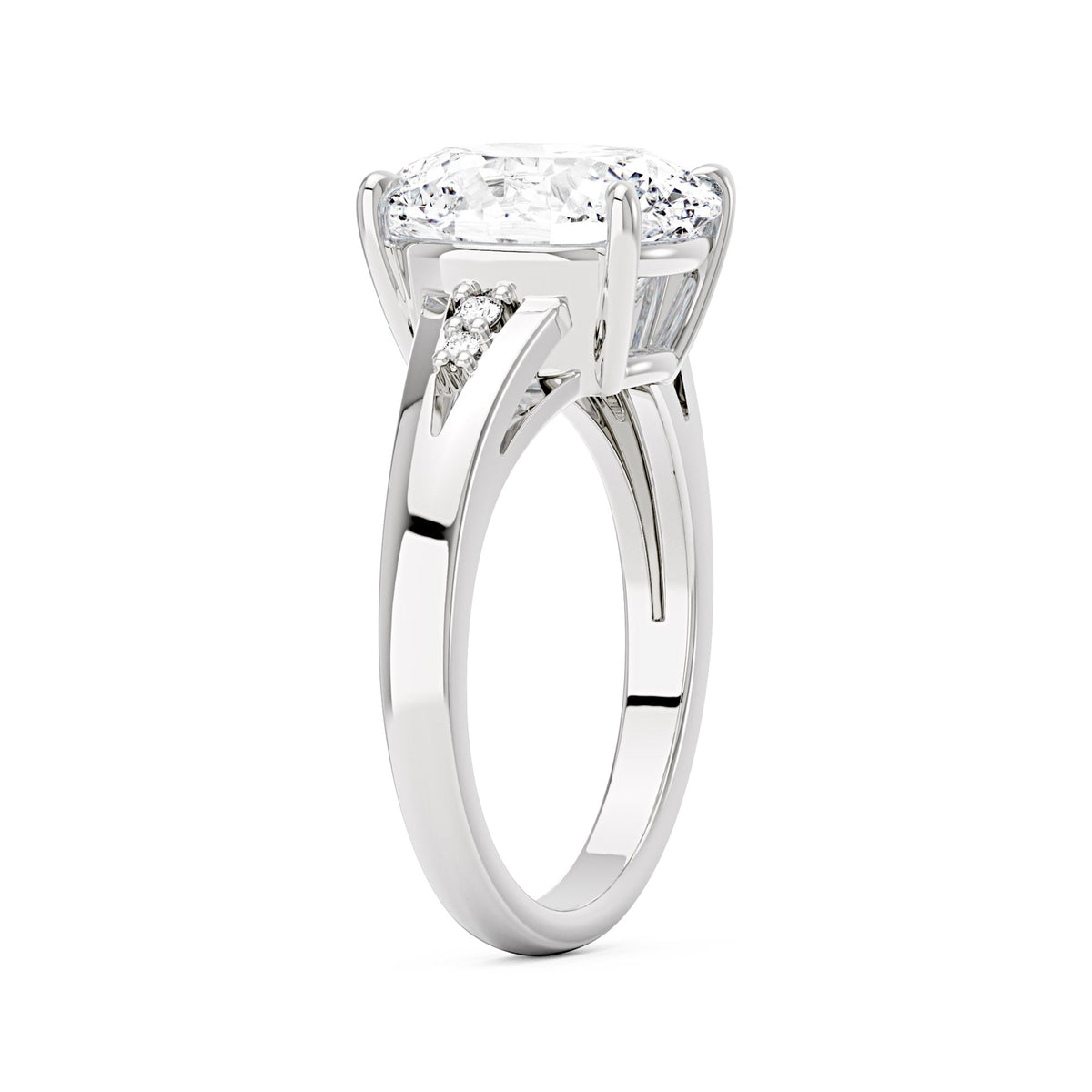 Oval Moissanite Side Accent Engagement Ring - NavianJewelry™