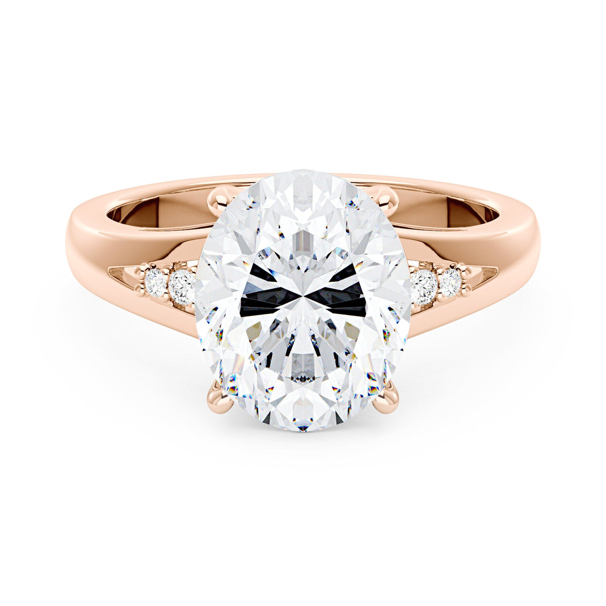 Oval Moissanite Side Accent Engagement Ring - NavianJewelry™