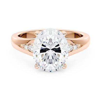 Oval Moissanite Side Accent Engagement Ring - NavianJewelry™