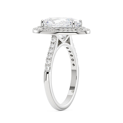 4 Carat Art Deco Oval Cut Moissanite Double Halo Ring in 14K Gold - NavianJewelry™