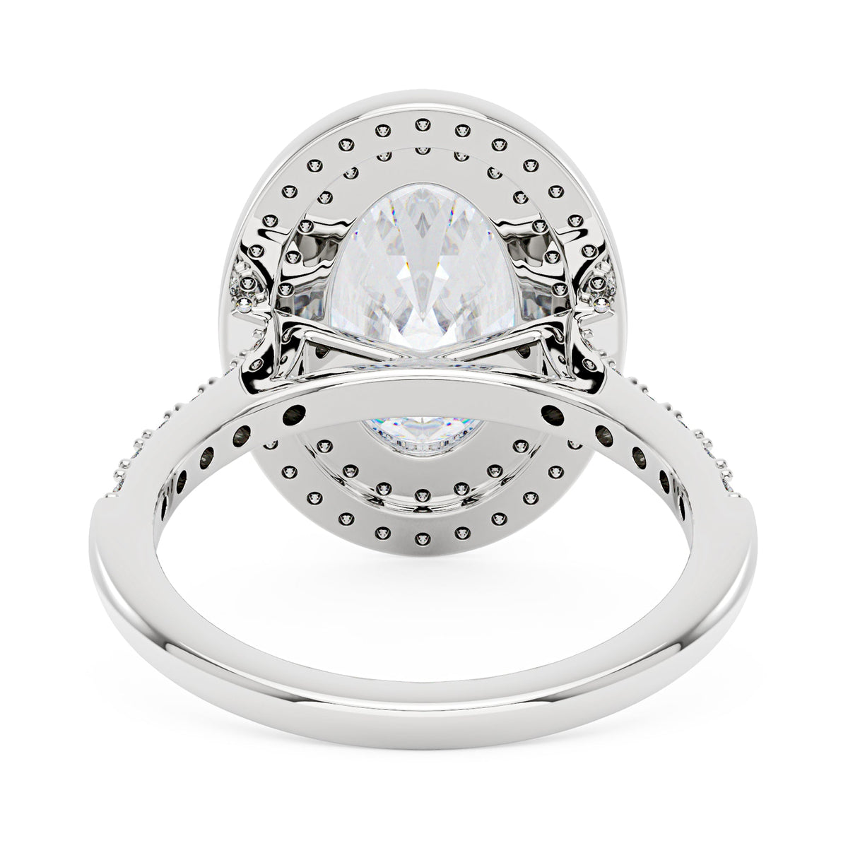 4 Carat Art Deco Oval Cut Moissanite Double Halo Ring in 14K Gold - NavianJewelry™