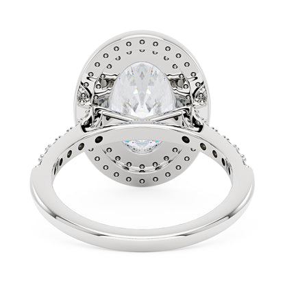 4 Carat Art Deco Oval Cut Moissanite Double Halo Ring in 14K Gold - NavianJewelry™