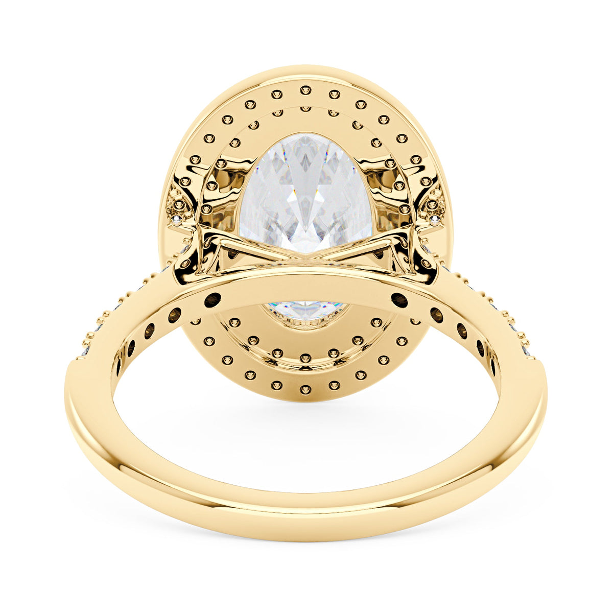 4 Carat Art Deco Oval Cut Moissanite Double Halo Ring in 14K Gold - NavianJewelry™