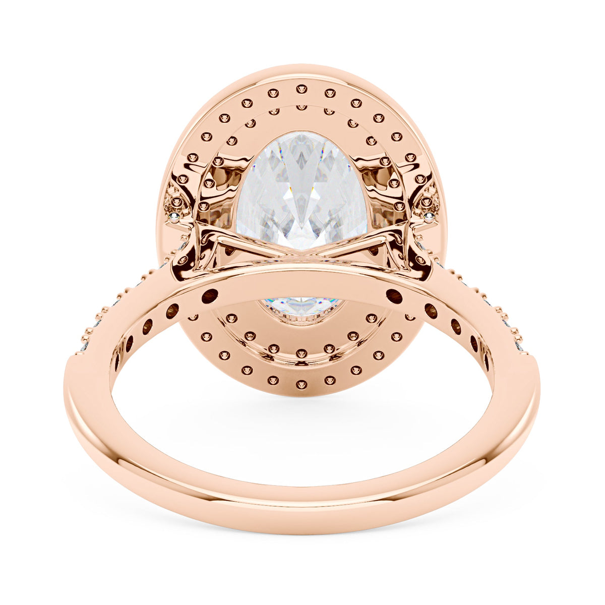4 Carat Art Deco Oval Cut Moissanite Double Halo Ring in 14K Gold - NavianJewelry™
