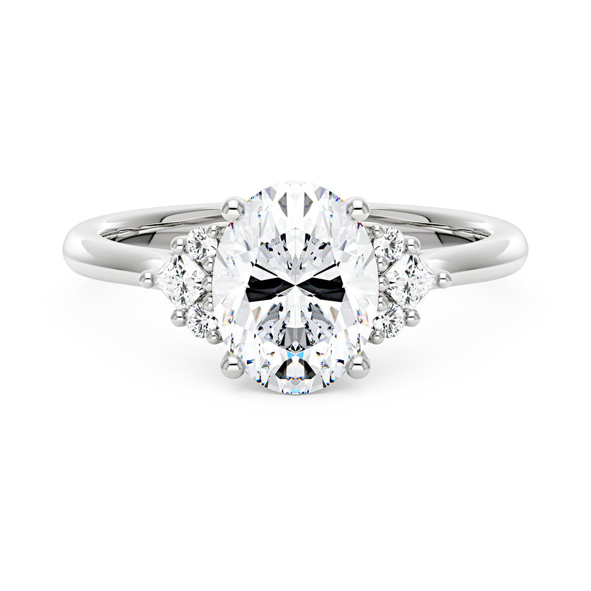 Oval Cut Moissanite Cluster Engagement Ring - NavianJewelry™